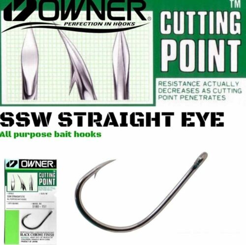 Owner SSW Straight Eye Fishing Hooks #6 - Cutting Point, Forged Shank, Black Chrome/Red - View #5